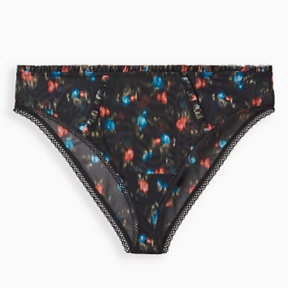 🆕 Ruched Floral Mesh Ruffle Underwire Bra Panty Set 1 1X 14 16 NWT Torrid New! - Picture 9 of 11